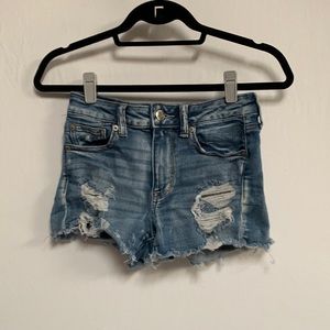American Eagle Hi Rise Shortie distressed Jean Shorts size 4